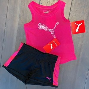 NWT 3-6M Pink Puma 2 Piece Outfit Set
